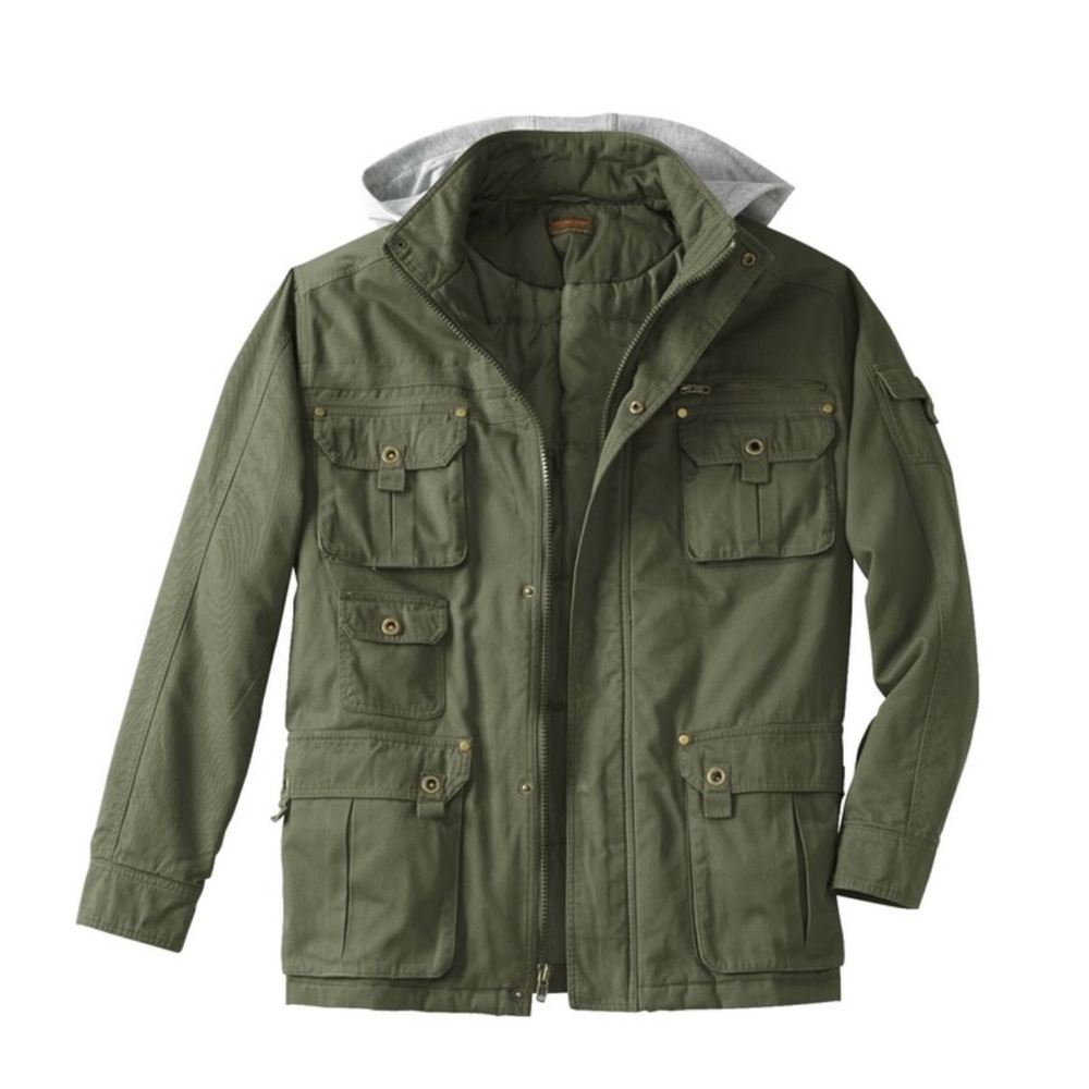9 Pocket Twill Utility Jacket with Removable Hood